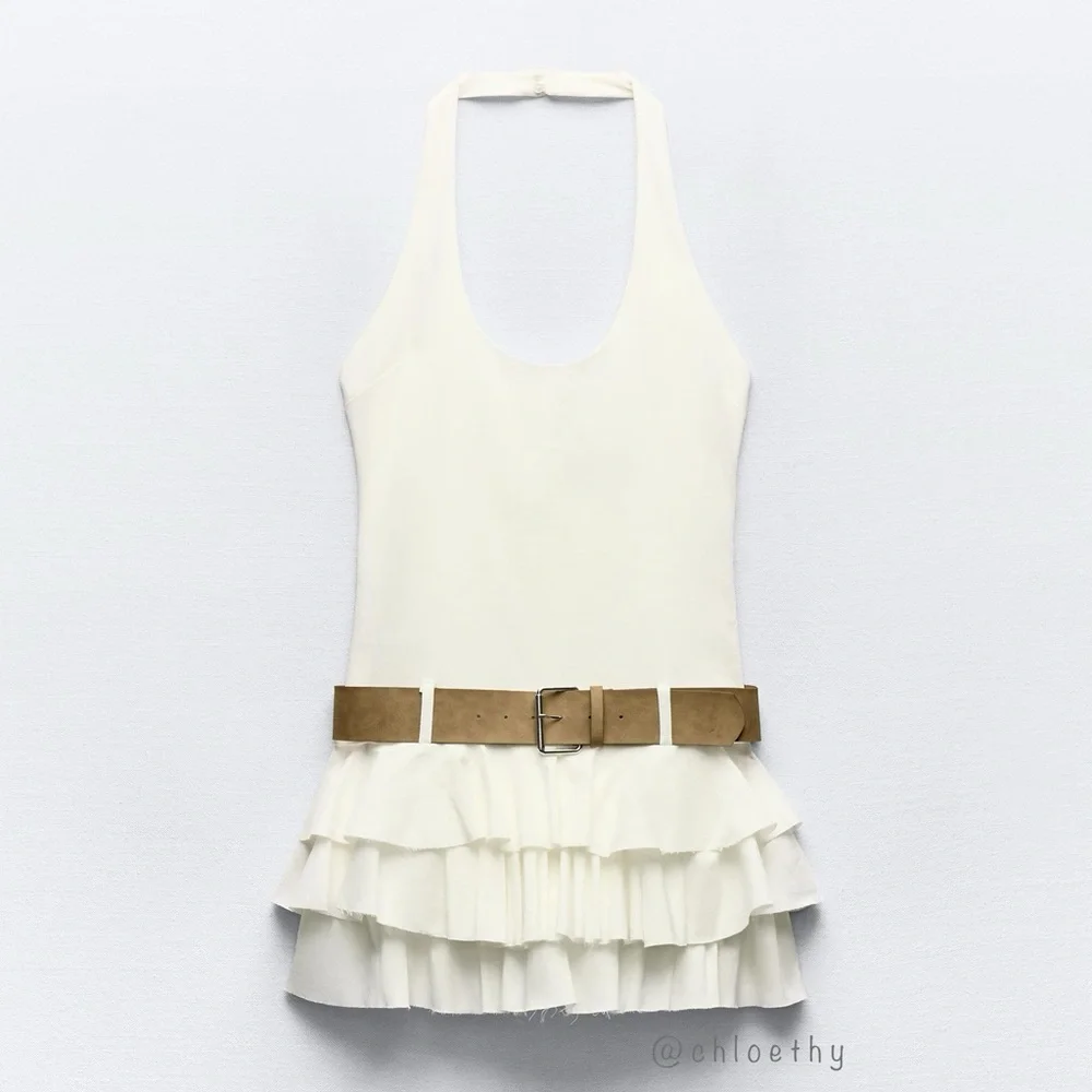 Zara BELTED RUFFLED DRESS - Picture 2 of 16